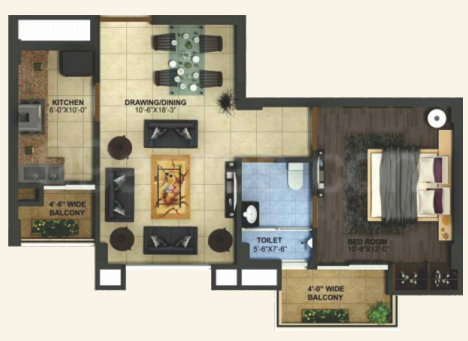 1BHK 1Bath Flat/Apartment for Rent in Imperial Heights, Mussoorie Road, Dehradun, Uttarakhand