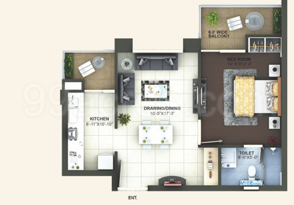1BHK 1Bath Flat/Apartment for Rent in Imperial Heights, Mussoorie Road, Dehradun, Uttarakhand