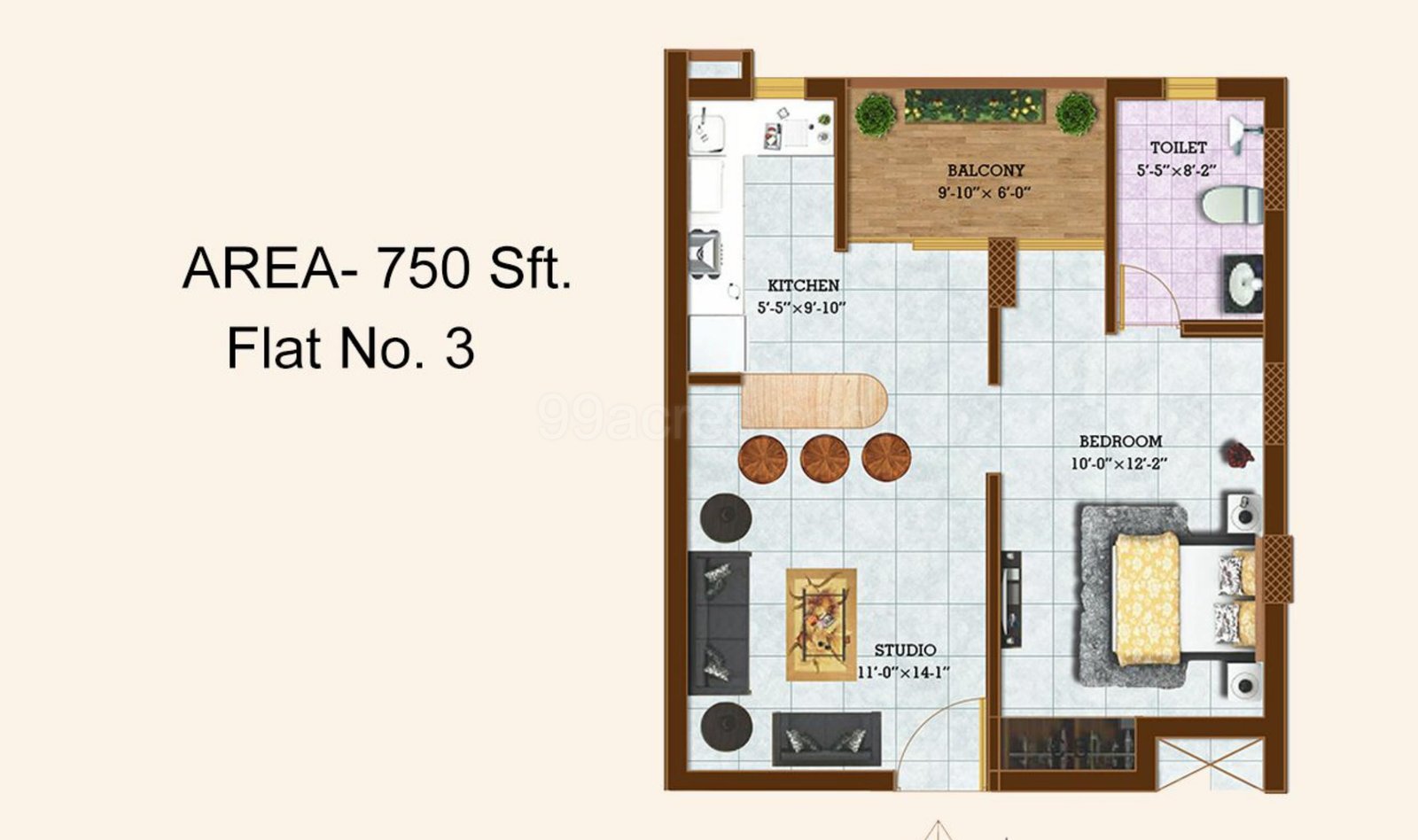 1BHK 1Bath Flat/Apartment for Rent in Imperial Heights, Mussoorie Road, Dehradun, Uttarakhand