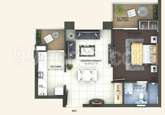 1BHK 1Bath Flat/Apartment for Rent in Imperial Heights, Mussoorie Road, Dehradun, Uttarakhand