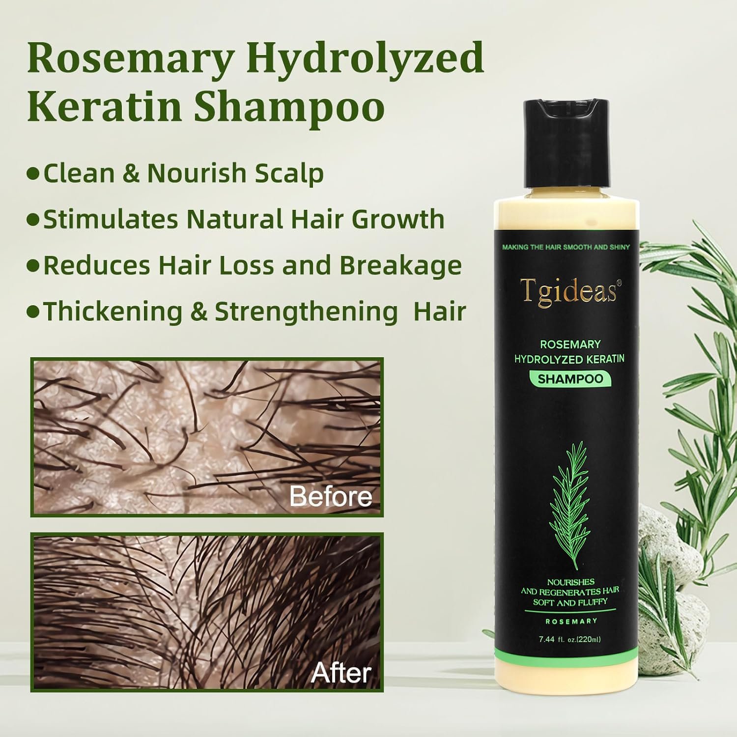Tgideas Official | Rosemary Shampoo, Hair Oils & Natural Hair Tgideas Rosemary & Biotin Shampoo for Thinning Hair, Volumizing Shampoo for Fuller, Thicker Hair, Strengthening & Nourishing Formula with Root Lift,…
